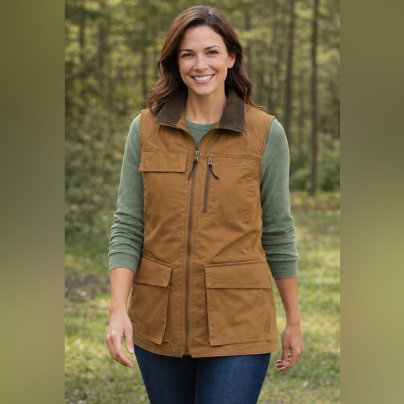 L.Bean Women’s Brown Utility Field Vest Corduroy Collar Outdoor Workwear - Picture 16 of 16